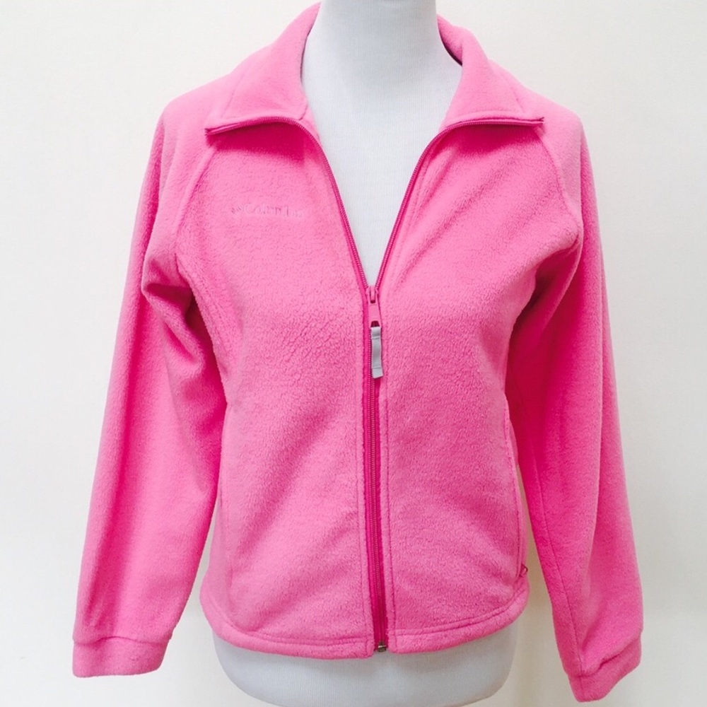 Columbia zip up pink fleece jacket